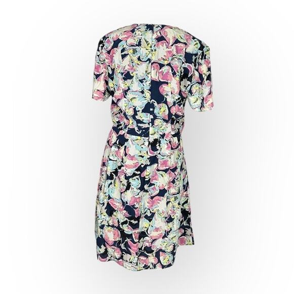 Slate & Willow Mini Dress Women's 8 Blue Silk Mixed Floral Printed Faux Wrap RTR - Picture 5 of 13